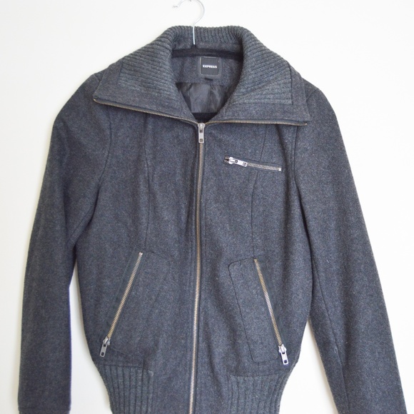 Express Wool Coat Bomber Jacket - Picture 1 of 4